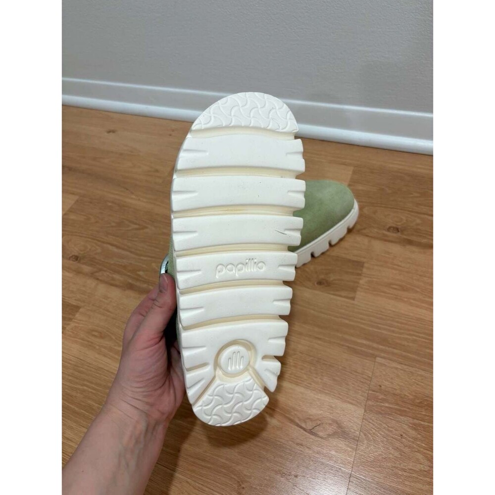 Birkenstock Papillio Boston Chunky Platform Suede Clogs in Faded Lime - Picture 4 of 5